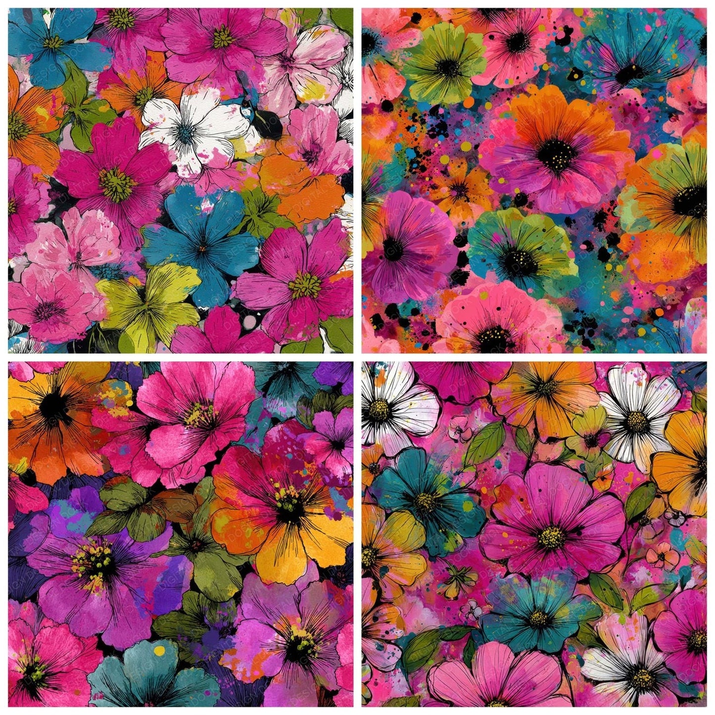 Neon Rush Bloom Digital Paper Pack (DDD008018)