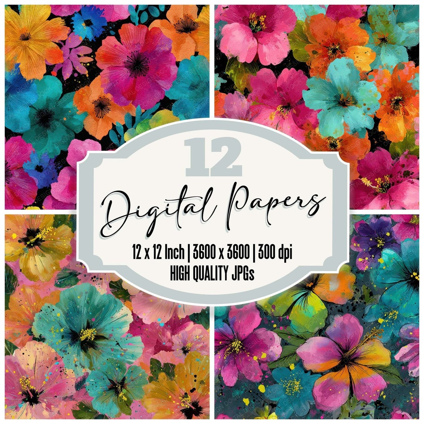 Tropical Ink Rush Digital Paper Pack (DDD008026)