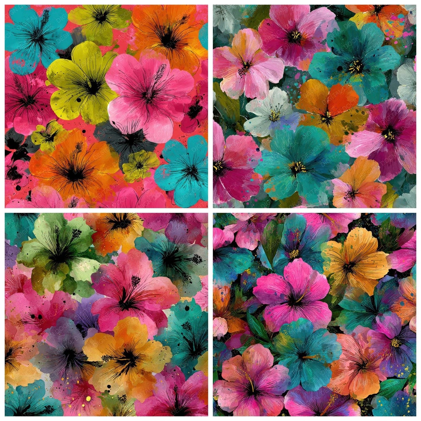 Tropical Ink Rush Digital Paper Pack (DDD008026)