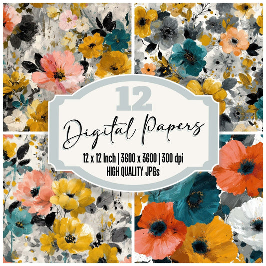 Urban Ink Florals Digital Paper Pack (DDD008027)