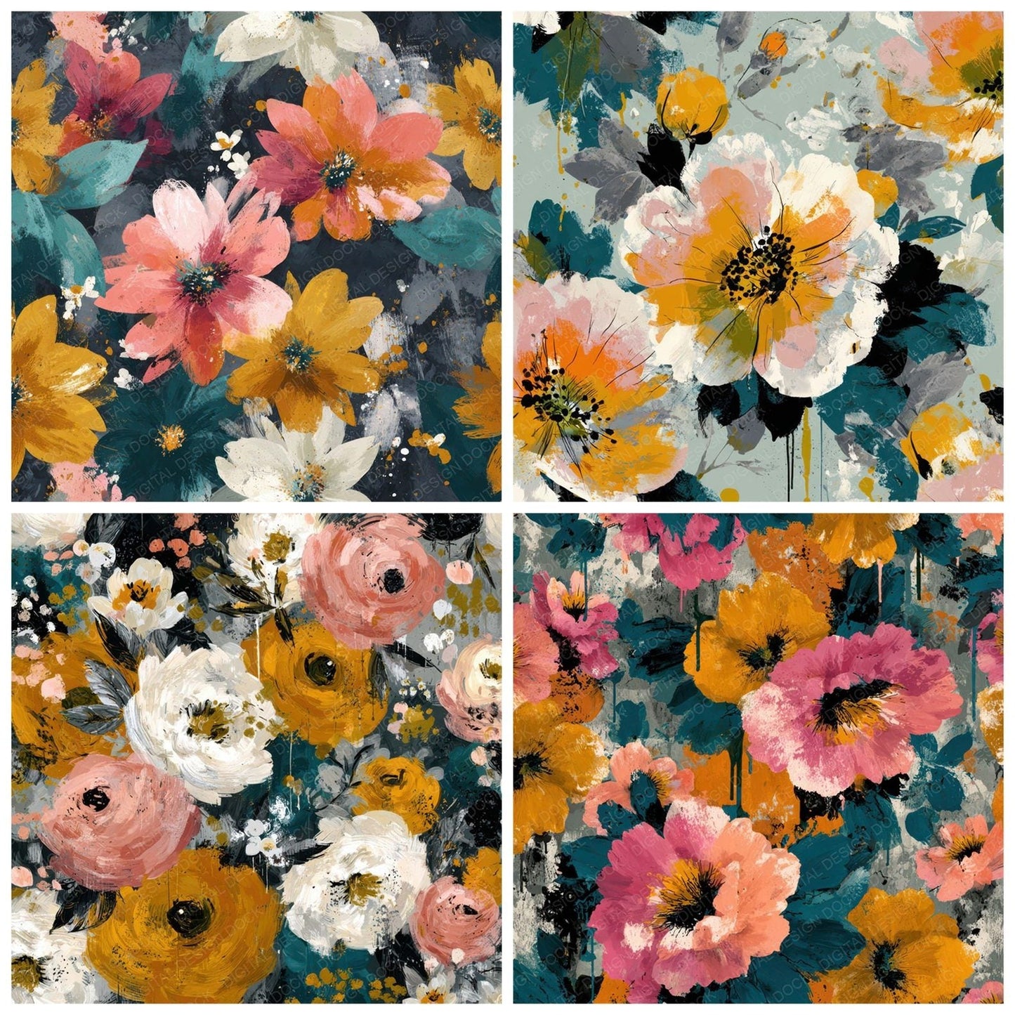 Urban Ink Florals Digital Paper Pack (DDD008027)