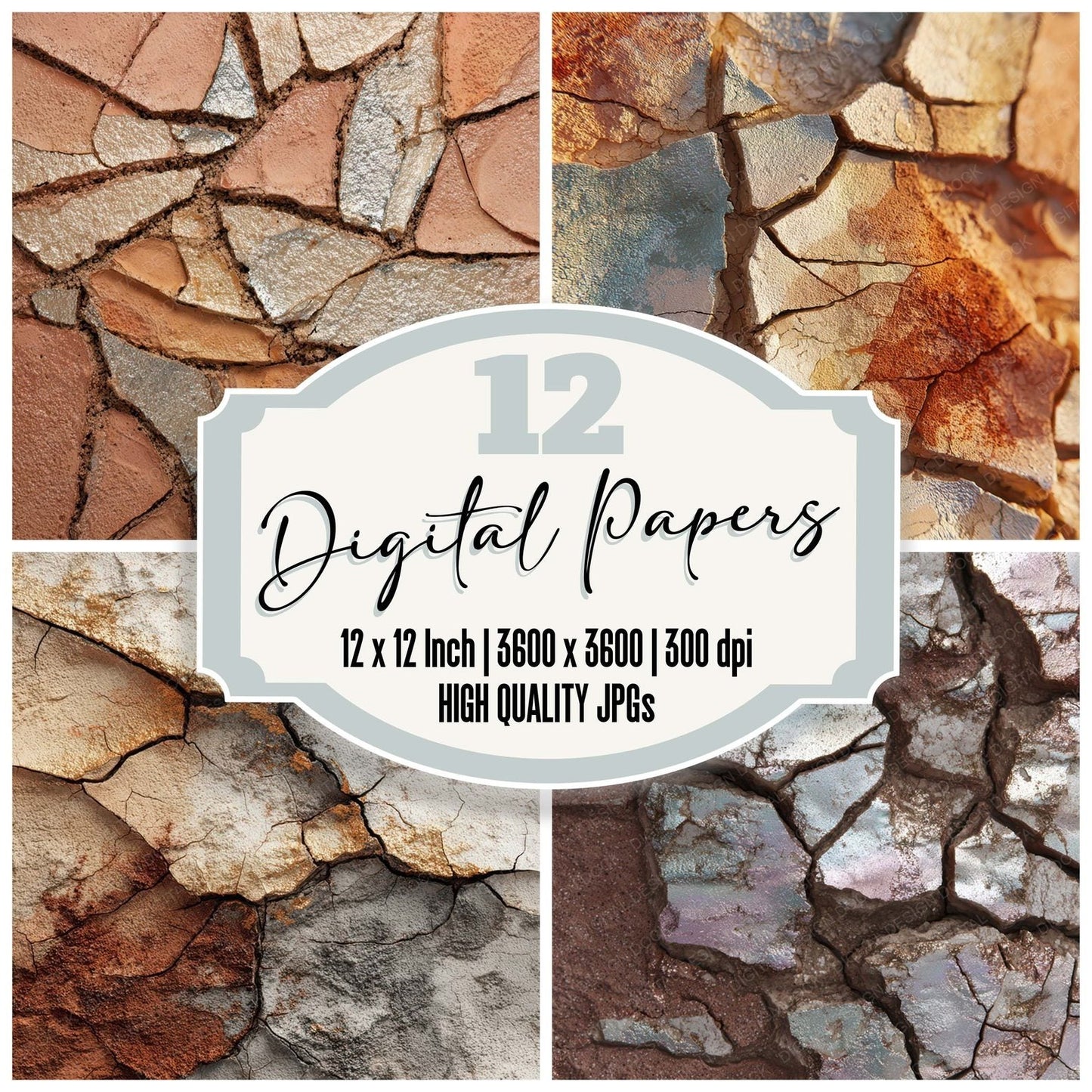 Chrome Clay Fracture Digital Paper Pack (DDD008033)