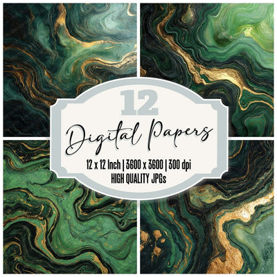 Marble Storm Vortex digital paper pack cover showing four of the 12 papers
