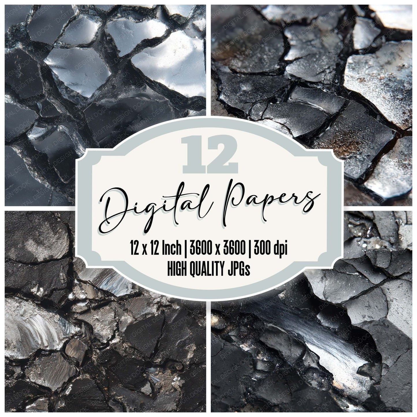 Mercury Glass Fracture Digital Paper Pack (DDD008041)