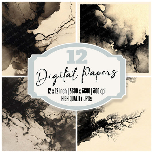 Ink Bleed Minimal Digital Paper Pack (DDD008056)