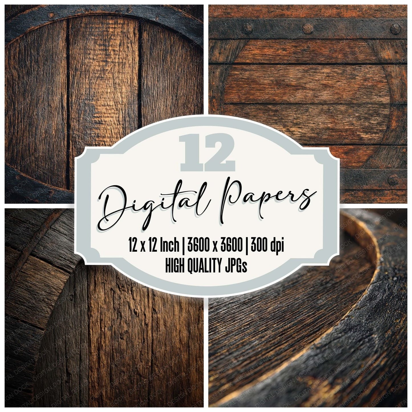 Whiskey Barrel Seam Digital Paper Pack (DDD008063)