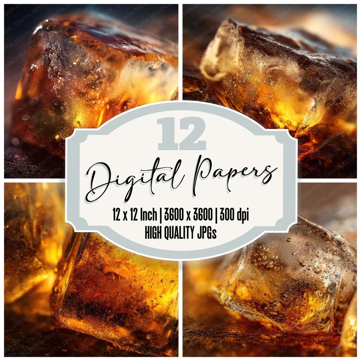 Whiskey Ice Refraction Digital Paper Pack (DDD008066)