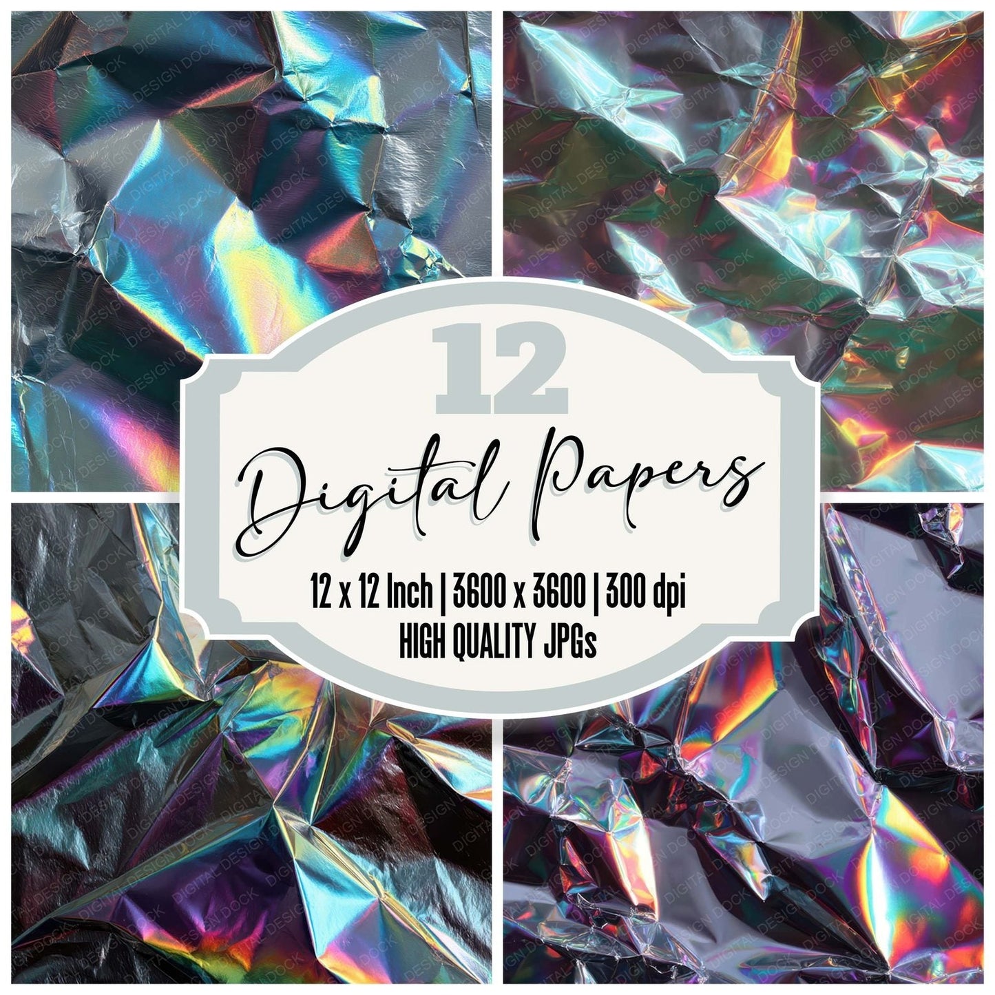 Holographic Foil Crinkle Digital Paper Pack (DDD008073)