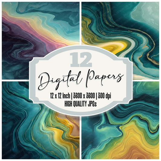 Marble Rainbow Current Digital Paper Pack (DDD008074)