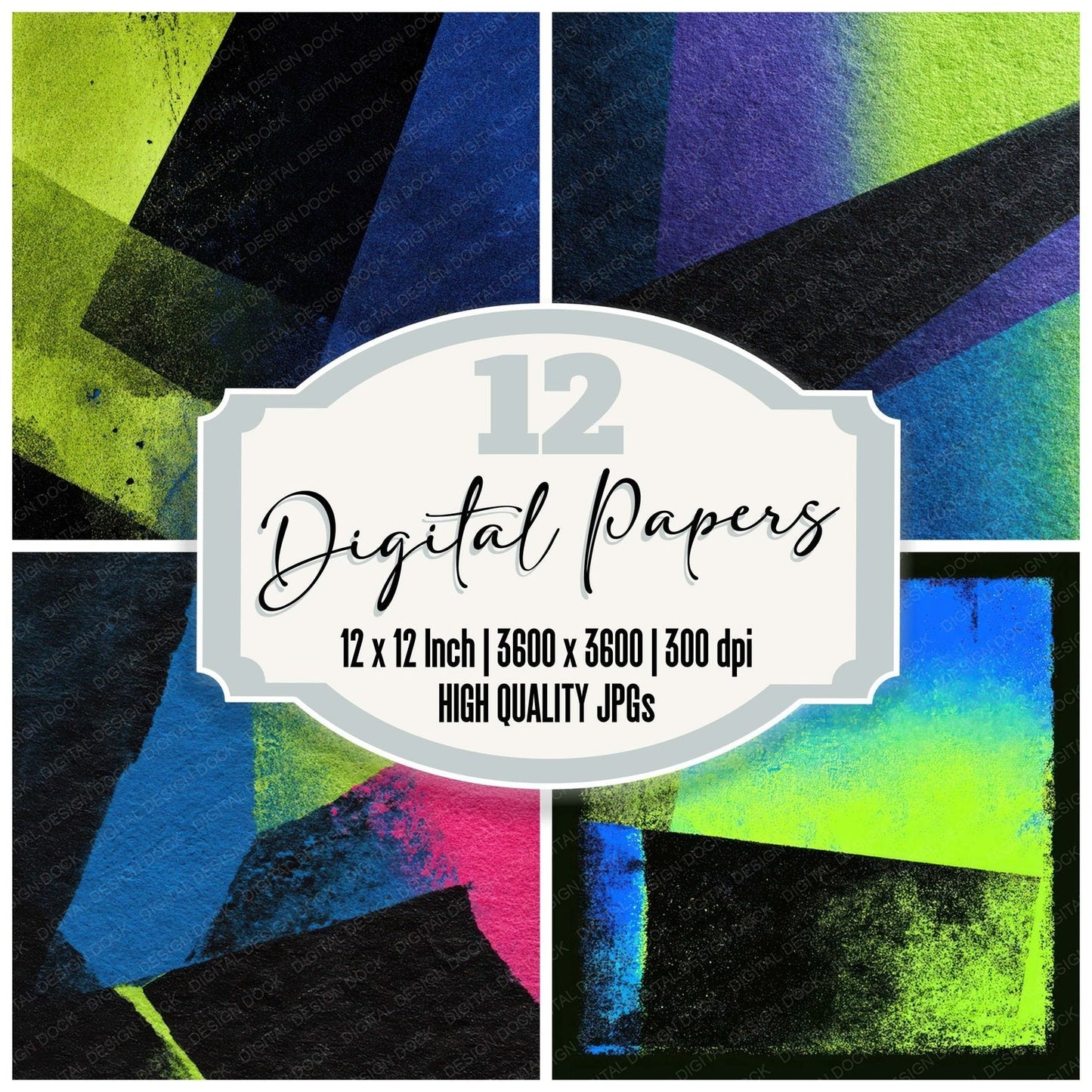 Neon Brutalist Print Digital Paper Pack (DDD008076)