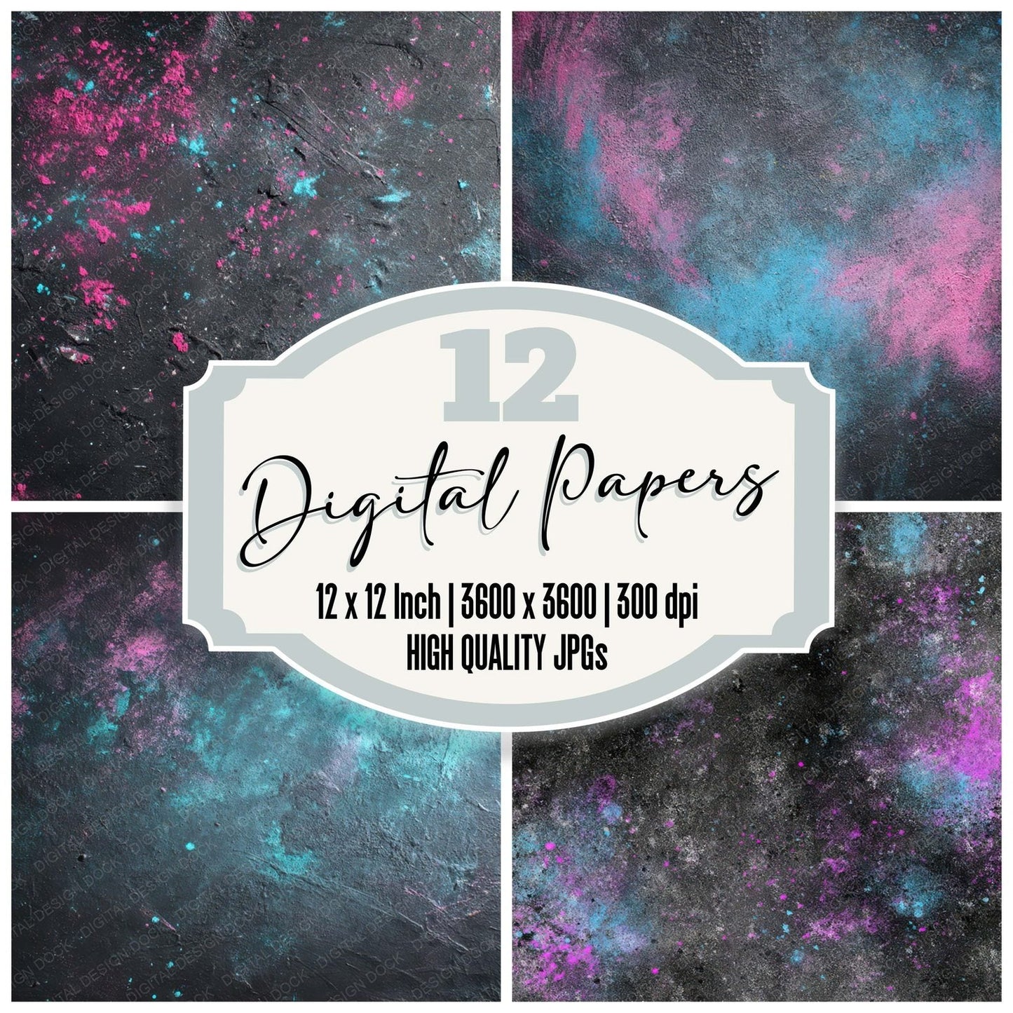 Neon Chalk Dust Digital Paper Pack (DDD008077)
