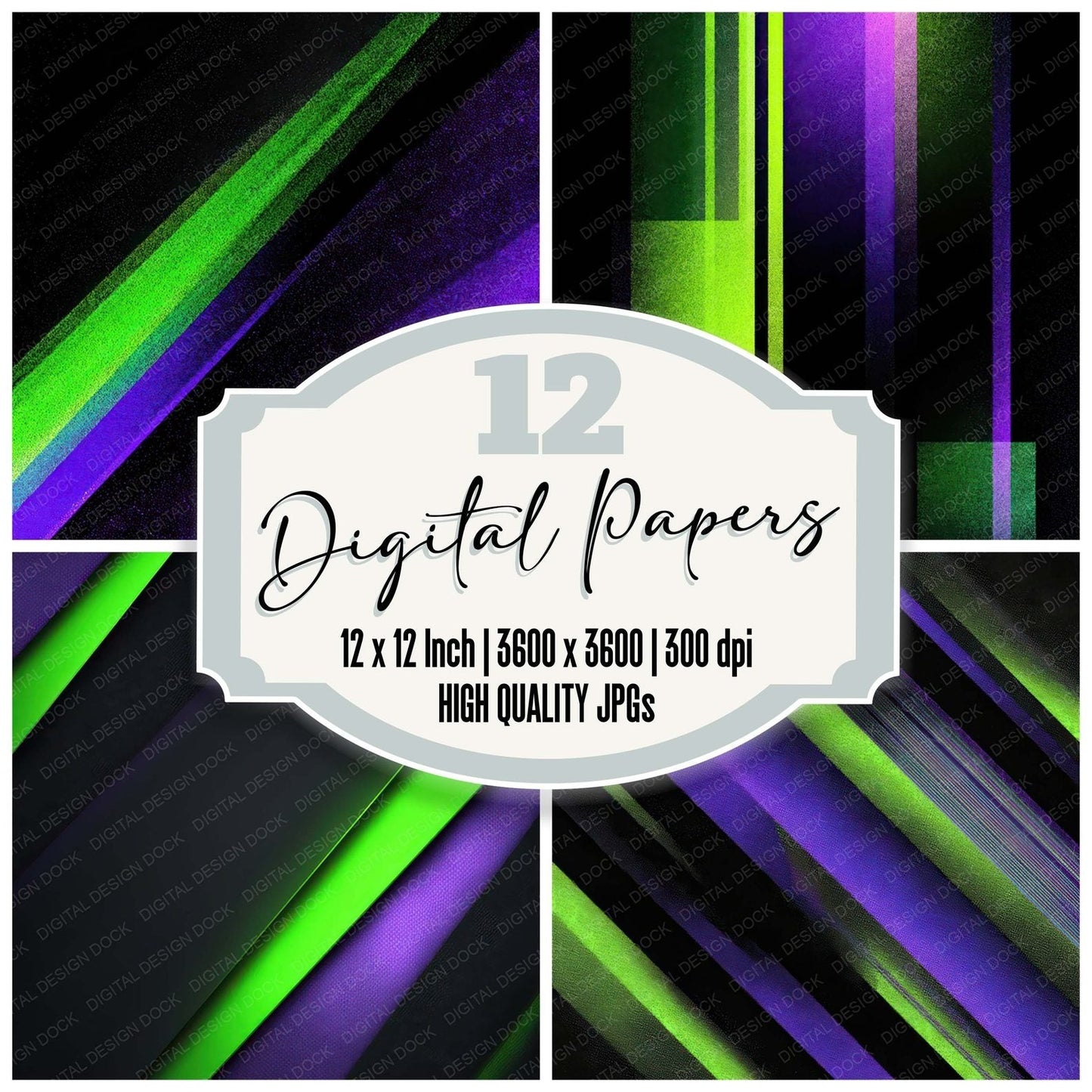 Neon Glitch Divide Digital Paper Pack (DDD008078)