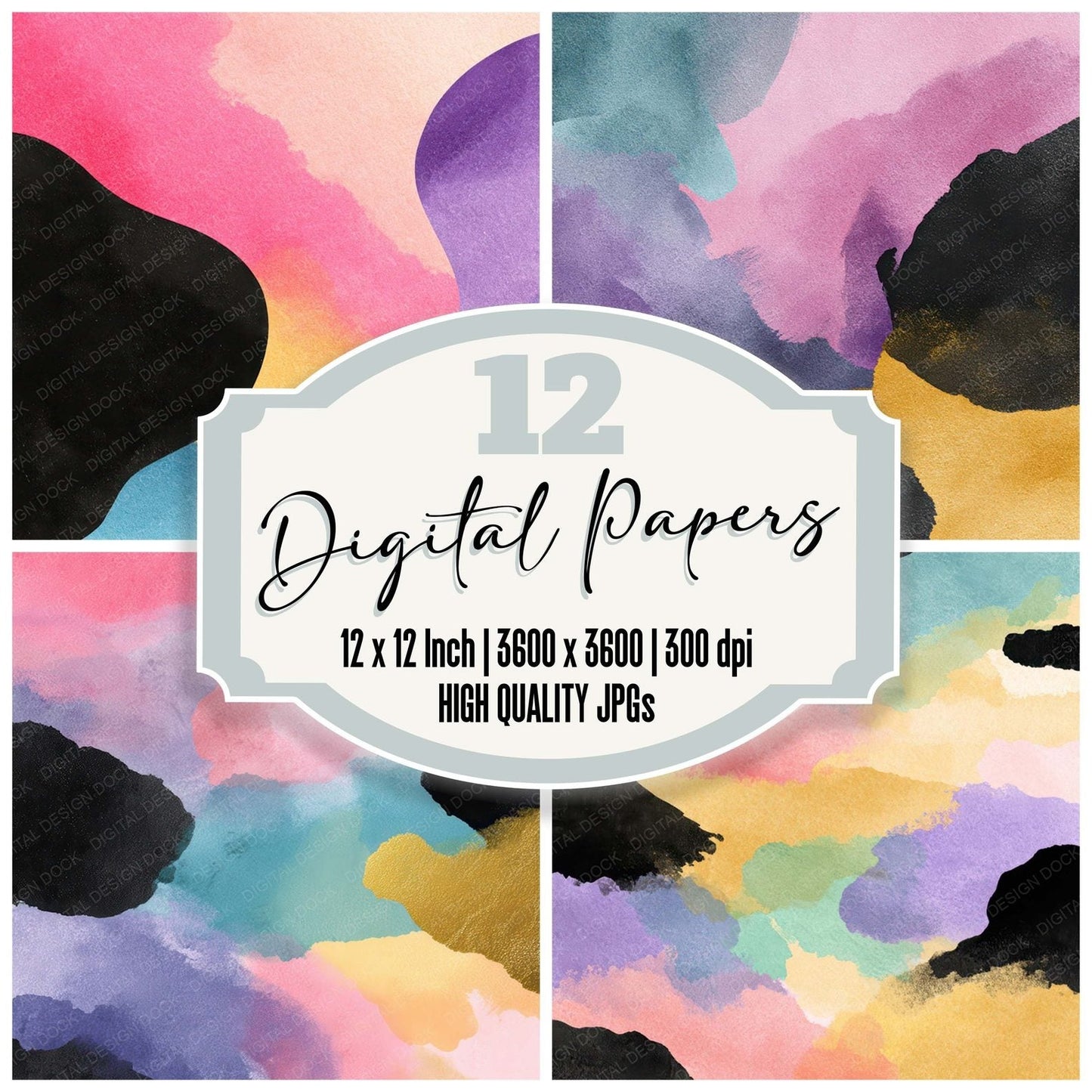 Rainbow Ink Contrast Digital Paper Pack (DDD008084)
