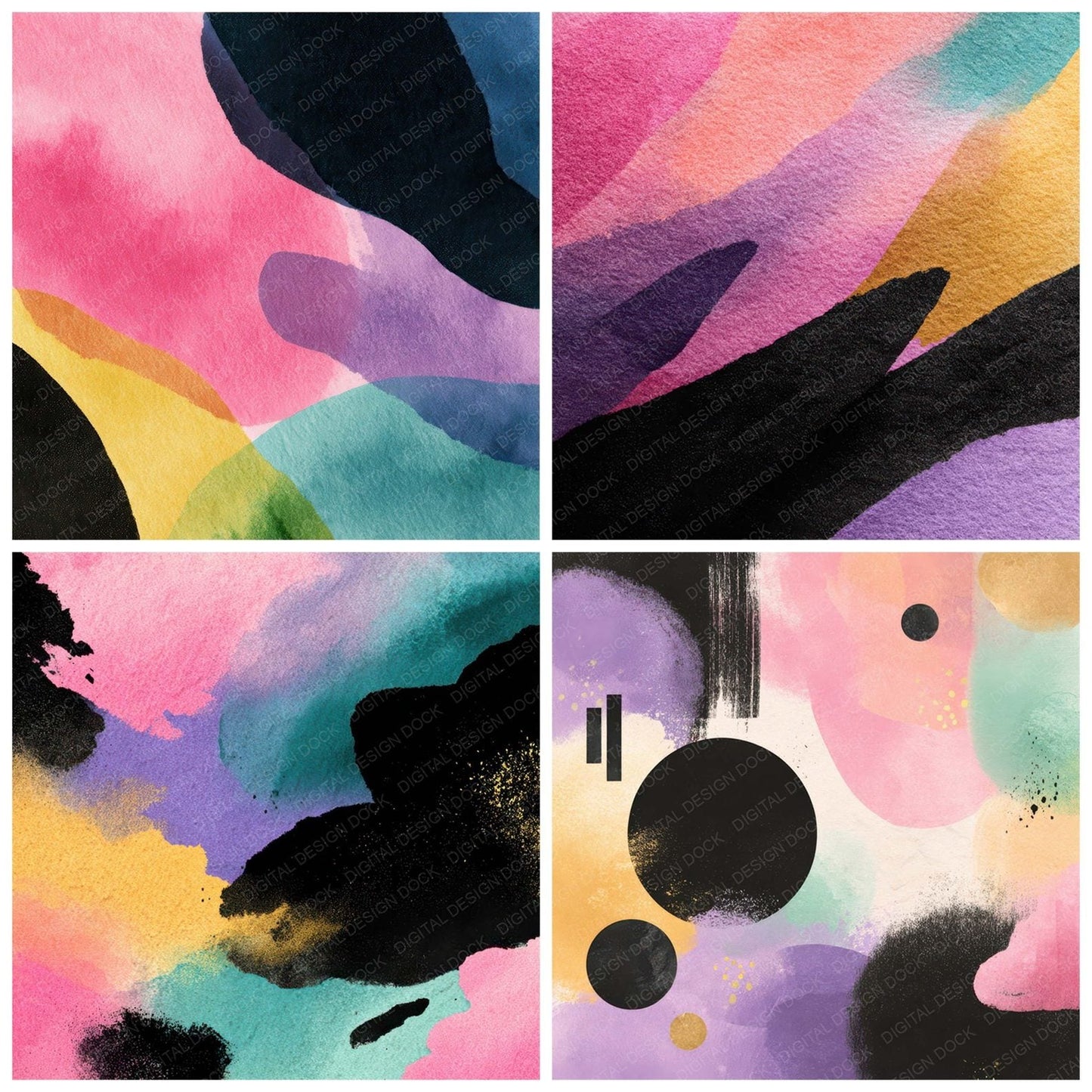 Rainbow Ink Contrast Digital Paper Pack (DDD008084)