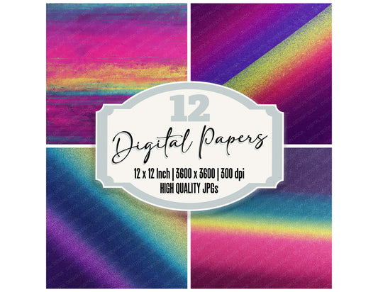 Rainbow Static Grain digital paper pack designed for background pages in junk journaling and paper craft projects