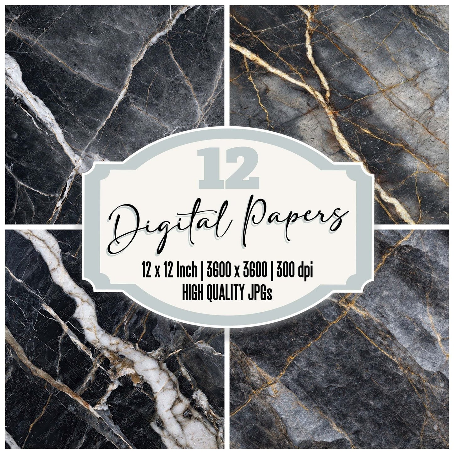 Black Marble Veins Digital Paper Pack (DDD008091)