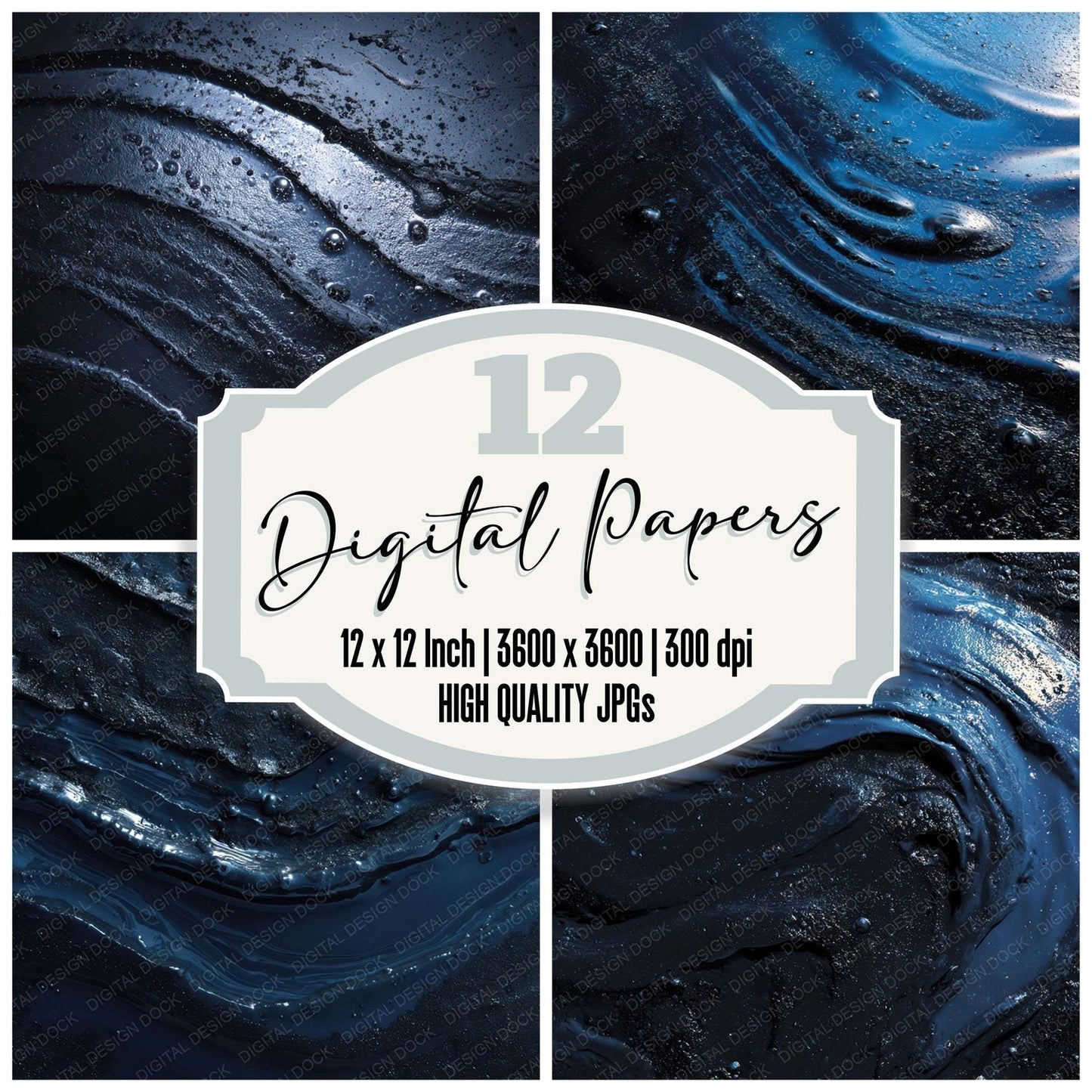 Black Tar Gloss Digital Paper Pack (DDD008092)