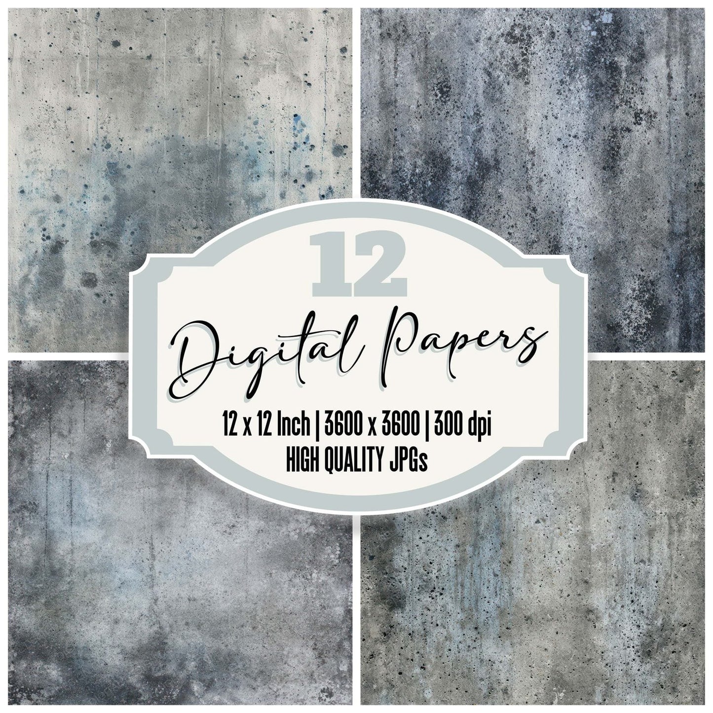 Grey Concrete Stain Digital Paper Pack (DDD008098)