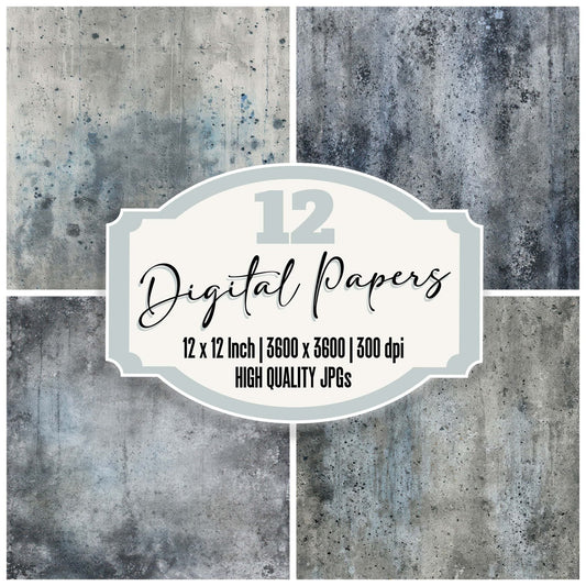 Grey Concrete Stain Digital Paper Pack (DDD008098)