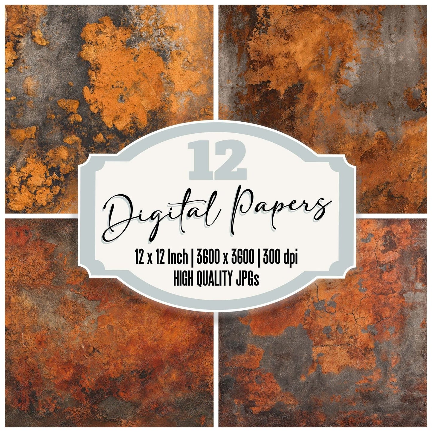 Orange Rust Metal Digital Paper Pack (DDD008102)