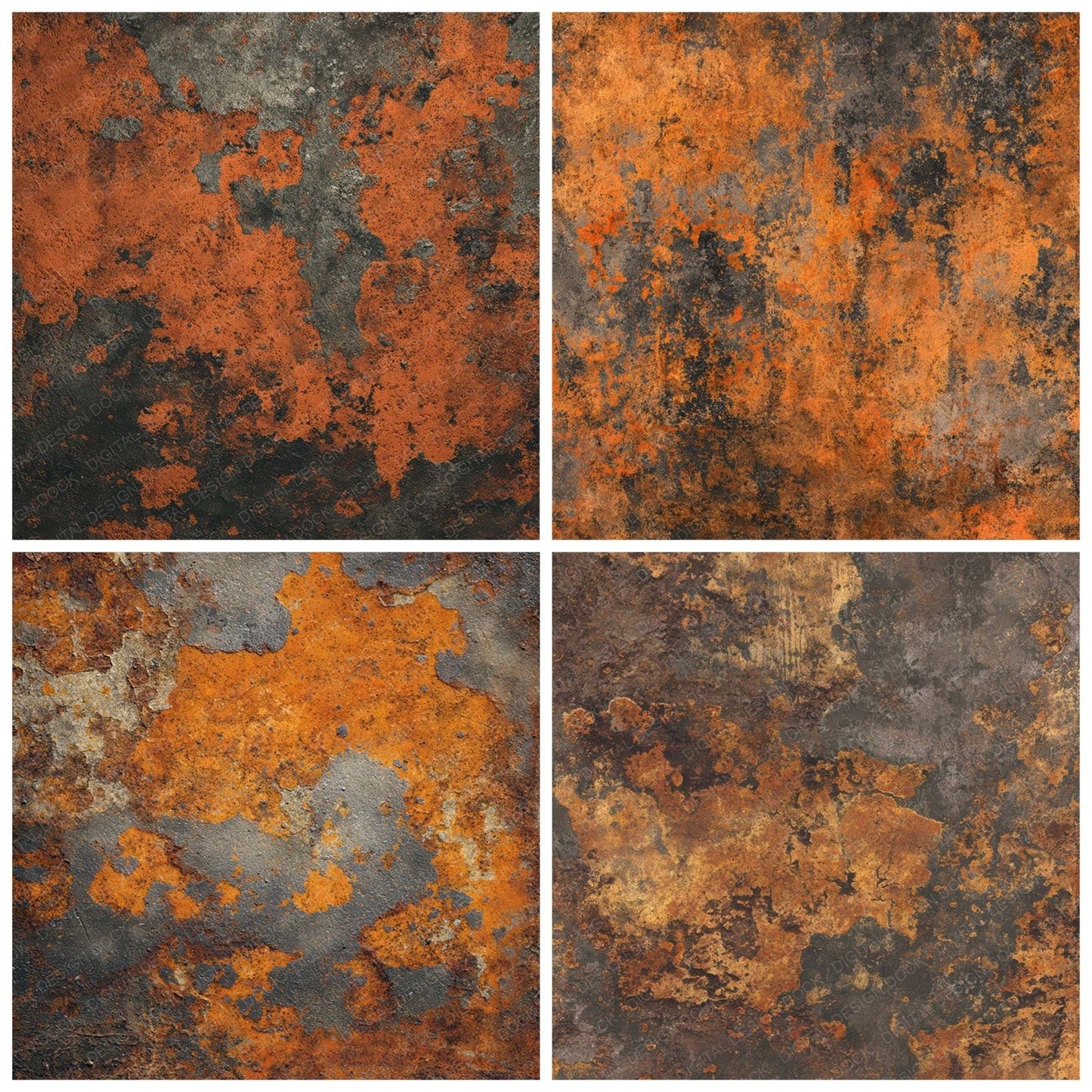Orange Rust Metal Digital Paper Pack (DDD008102)