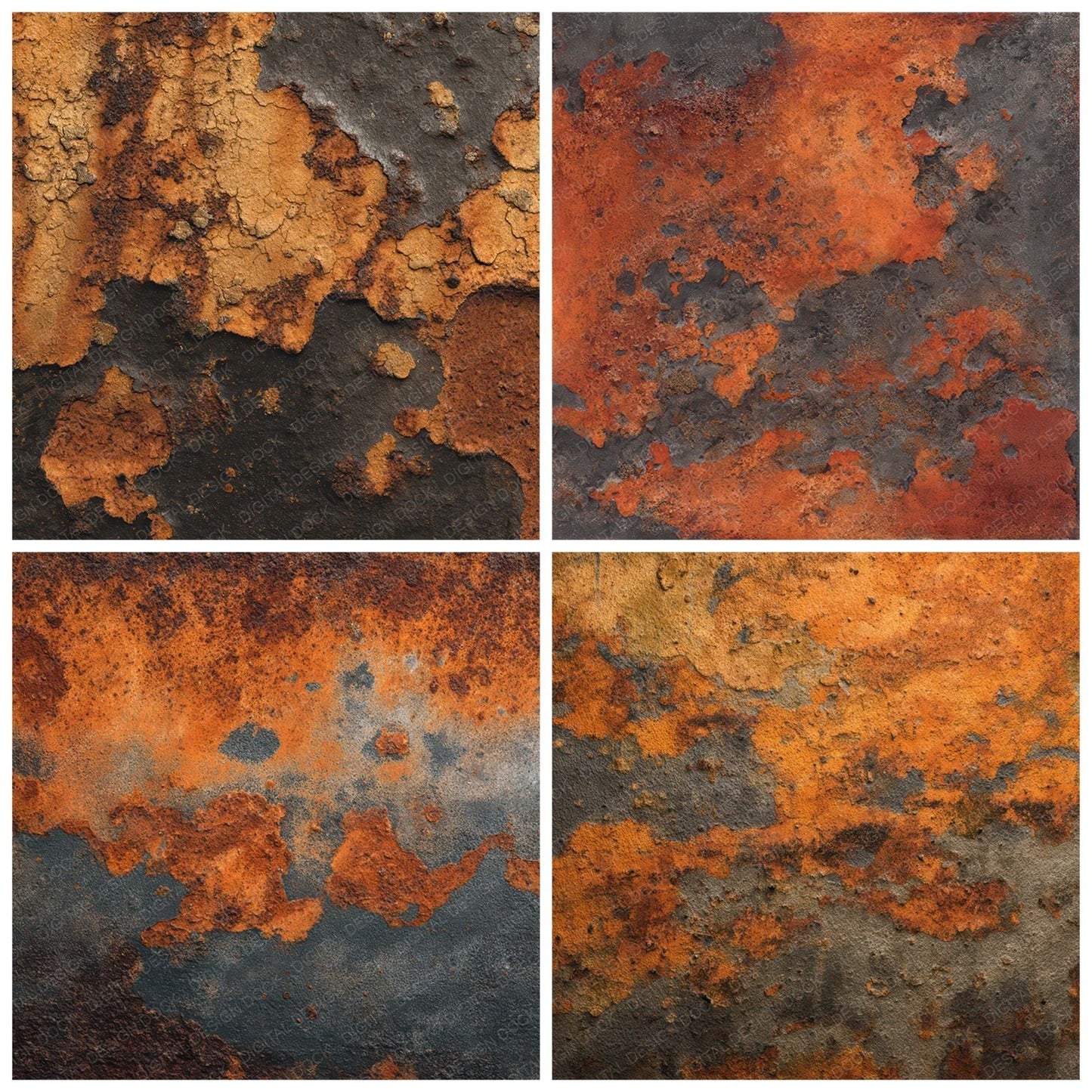 Orange Rust Metal Digital Paper Pack (DDD008102)