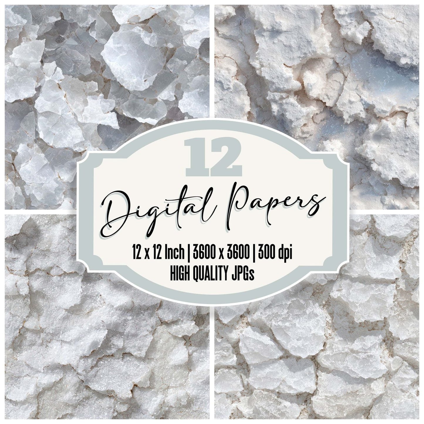 White Salt Crystals Digital Paper Pack (DDD008107)