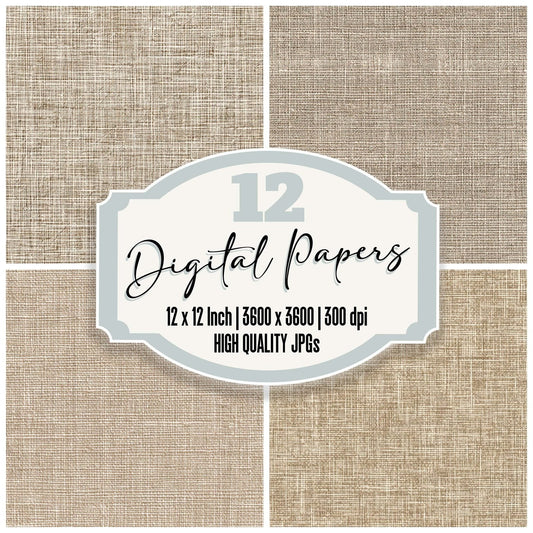 Beige Linen Weave Digital Paper Pack (DDD008108)