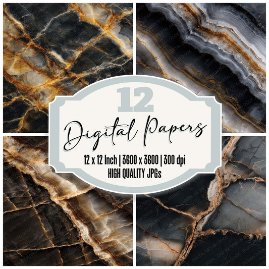 Black Onyx Veins Digital Paper Pack (DDD008111)