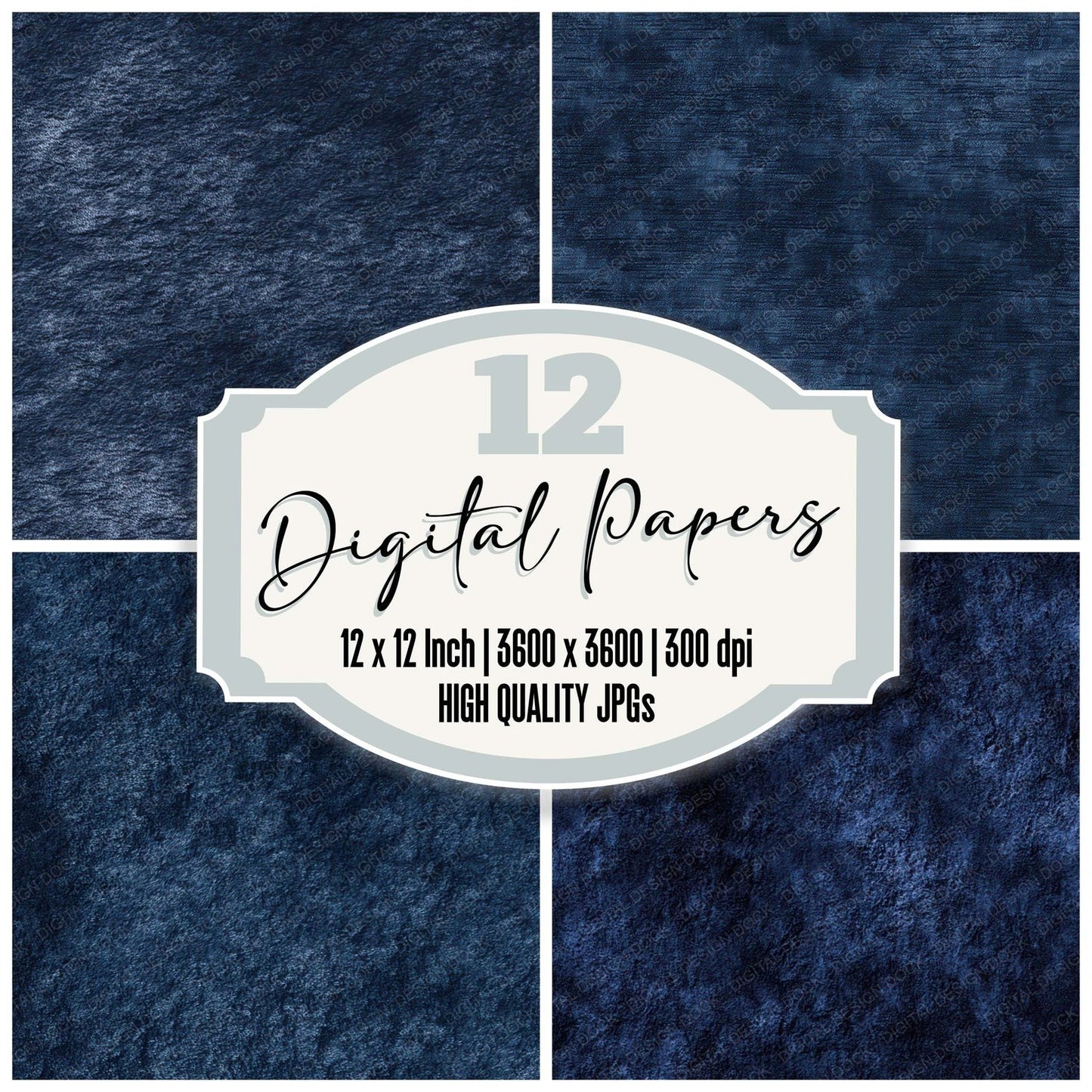 Blue Velvet Fabric Digital Paper Pack (DDD008114)