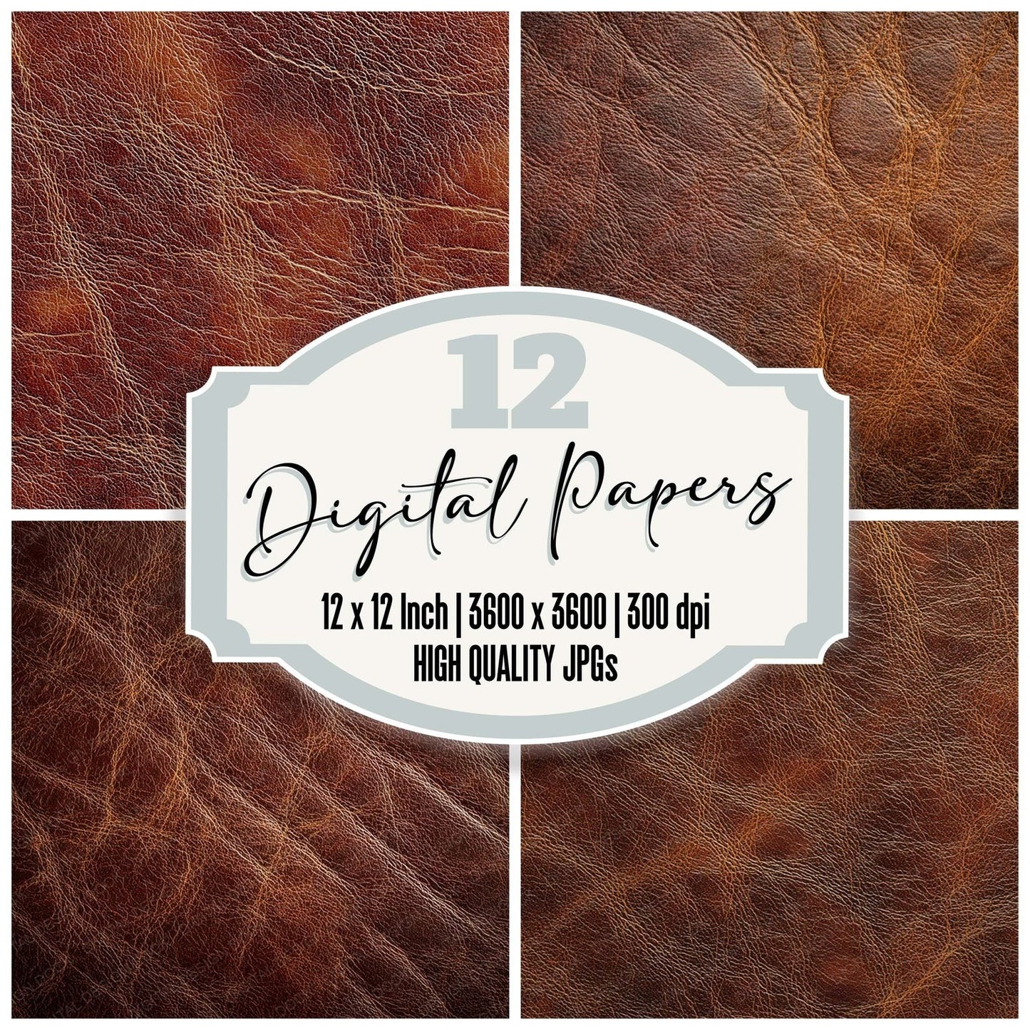 Brown Leather Grain Digital Paper Pack (DDD008117)