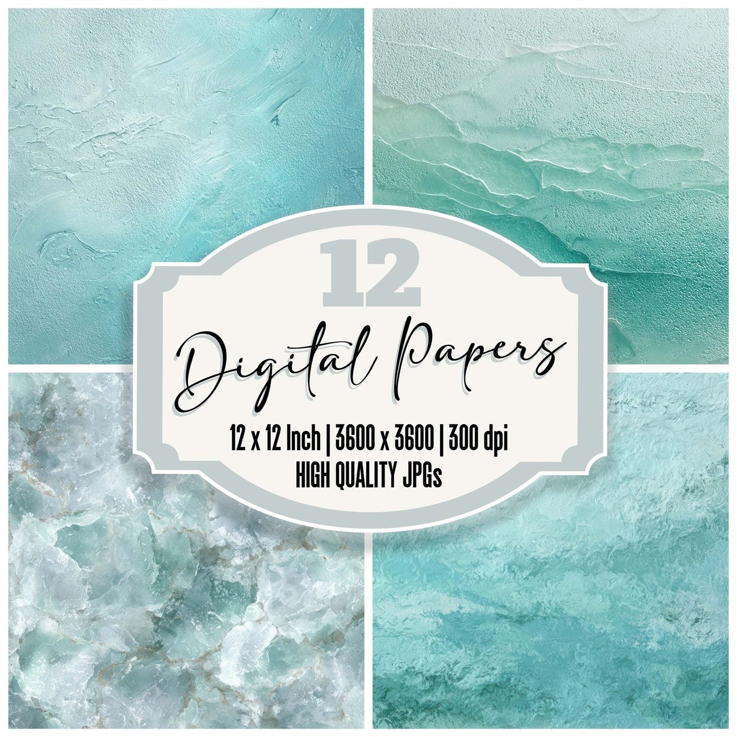 Aqua Sea Glass Digital Paper Pack (DDD008128)