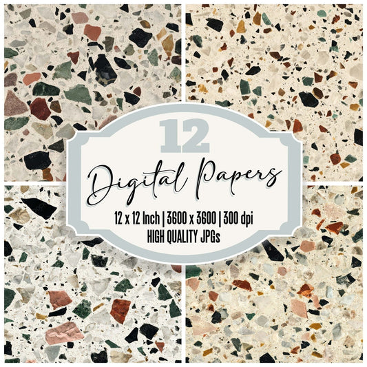 Beige Terrazzo Slab Digital Paper Pack (DDD008130)