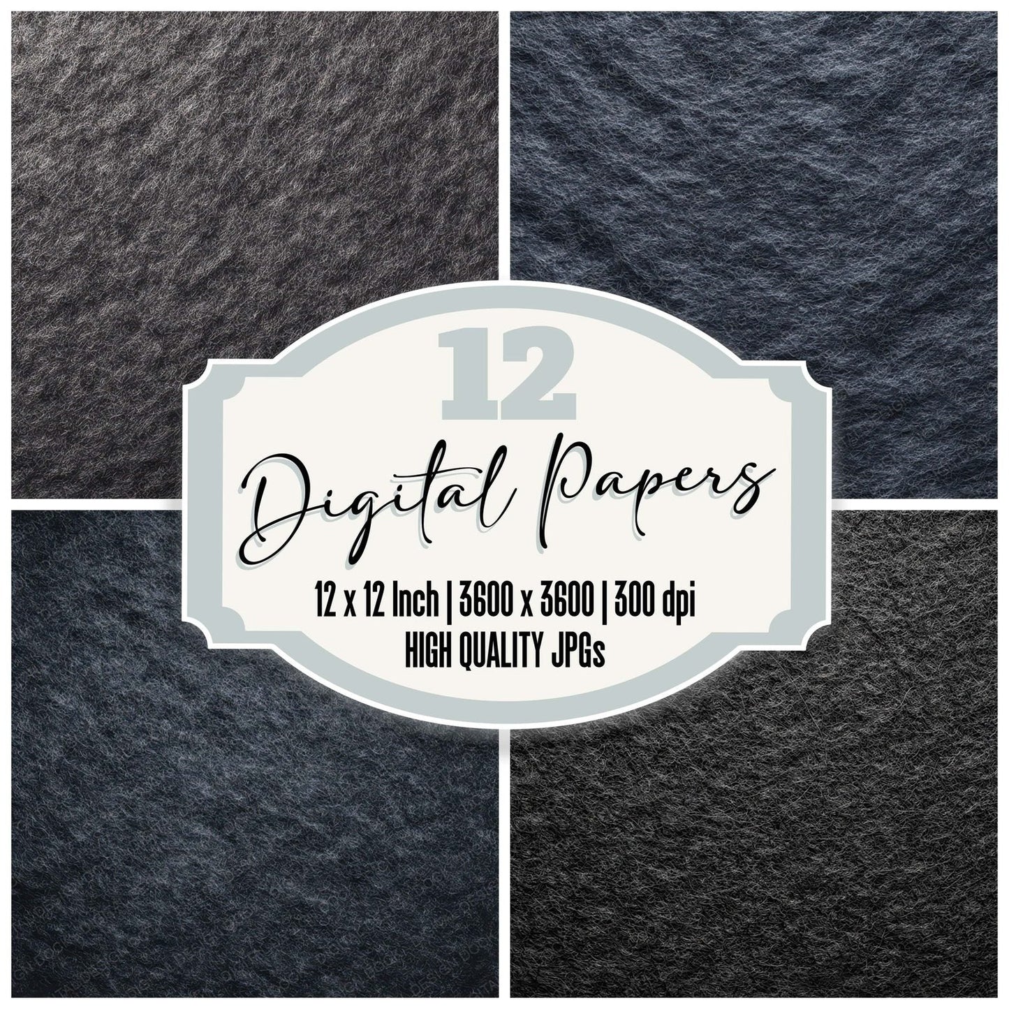 Charcoal Felt Fabric Digital Paper Pack (DDD008132)