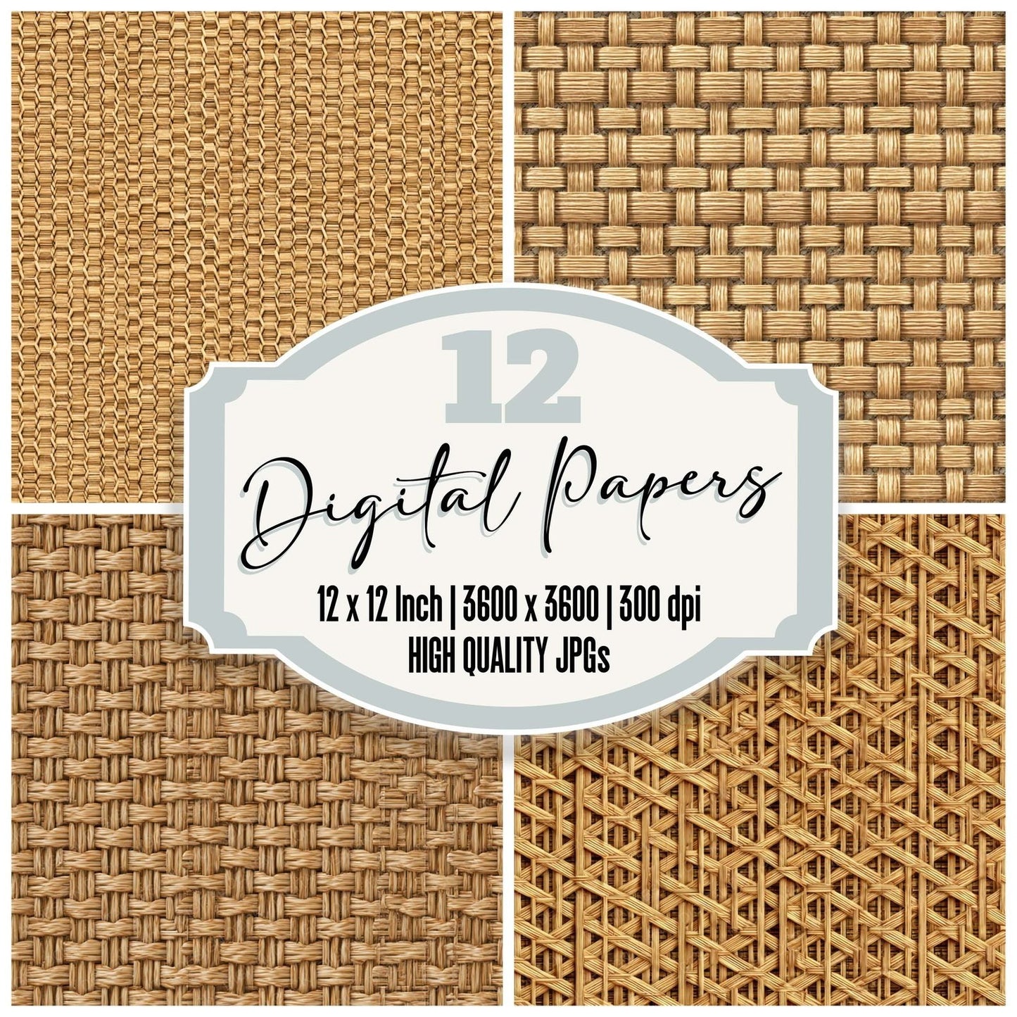 Honey Rattan Weave Digital Paper Pack (DDD008138)