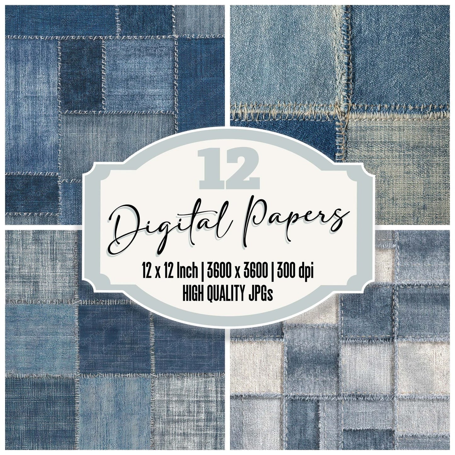 Indigo Denim Stitching Digital Paper Pack (DDD008139)