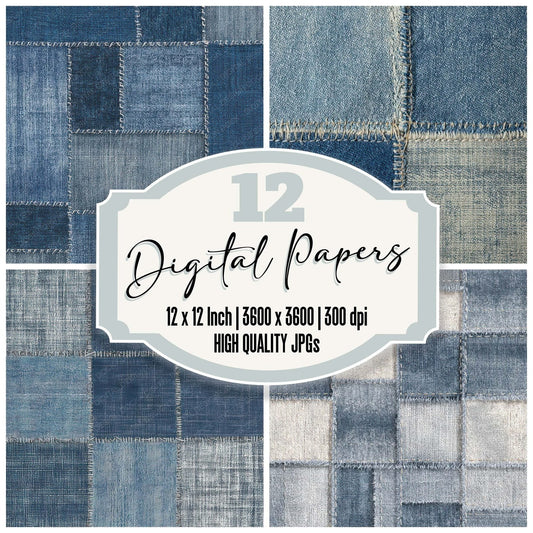 Indigo Denim Stitching Digital Paper Pack (DDD008139)