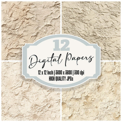 Sand Stucco Wall digital paper pack cover showing four of the 12 papers