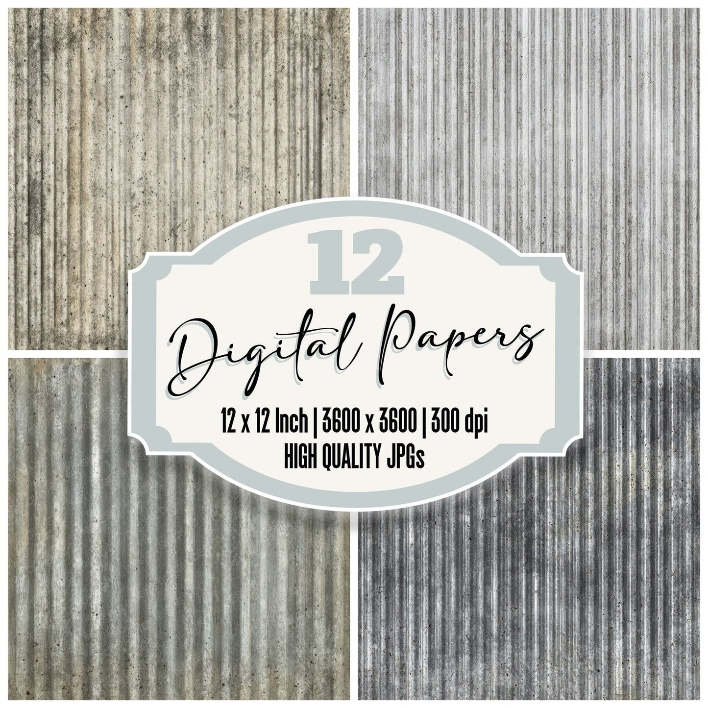 Silver Corrugated Metal Digital Paper Pack (DDD008142)