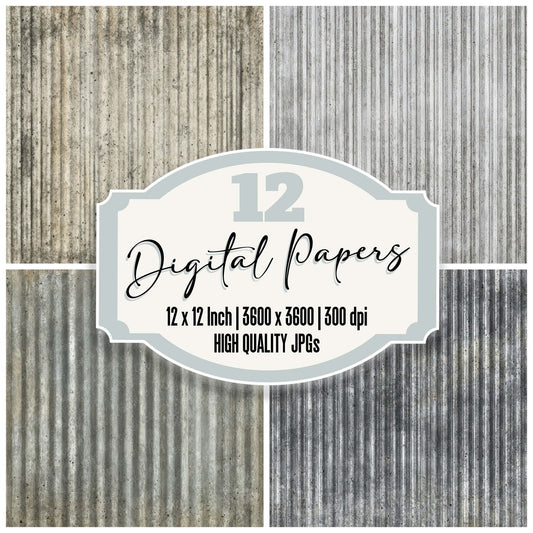 Silver Corrugated Metal Digital Paper Pack (DDD008142)