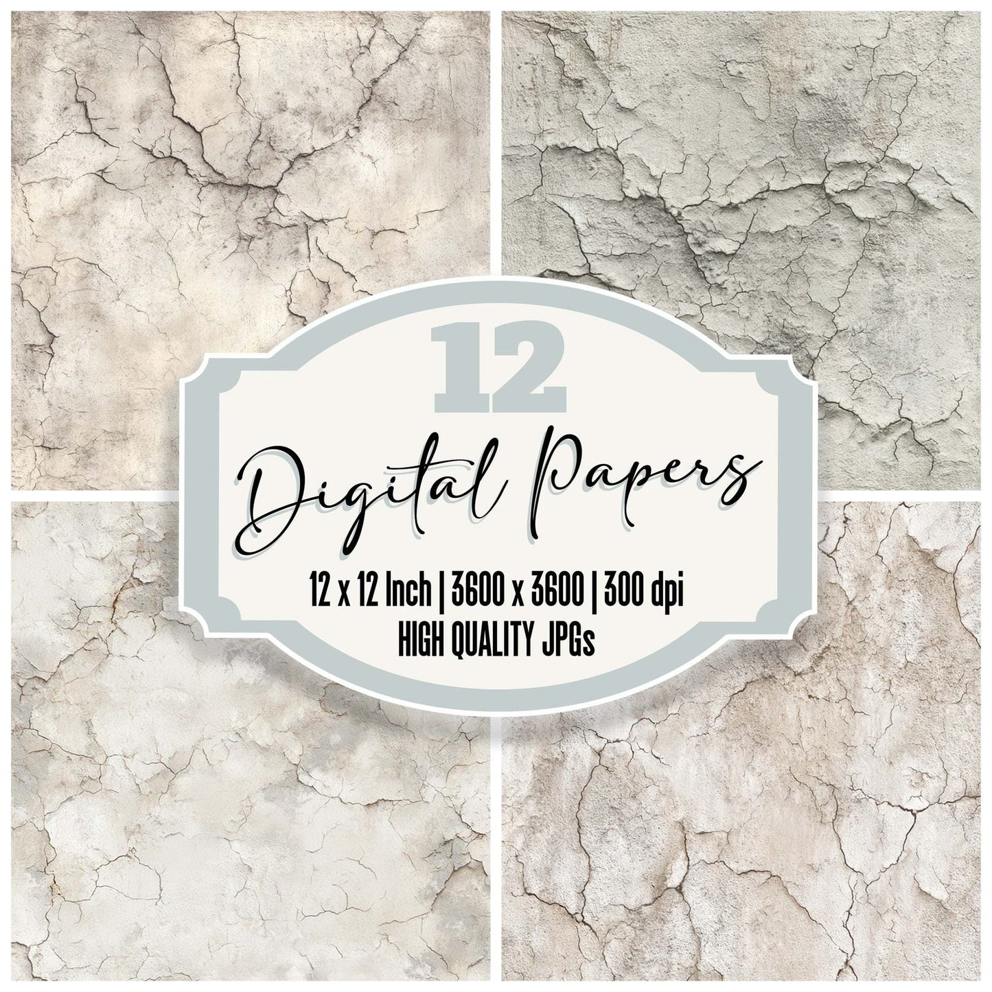 White Plaster Cracks Digital Paper Pack (DDD008144)