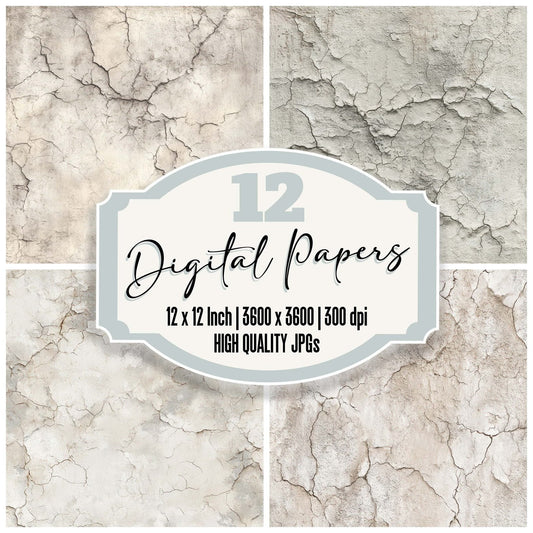 White Plaster Cracks Digital Paper Pack (DDD008144)