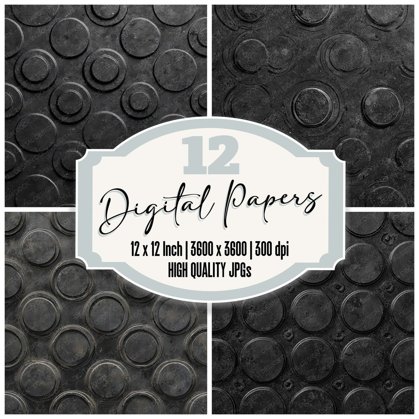 Black Rubber Mat Digital Paper Pack (DDD008149)