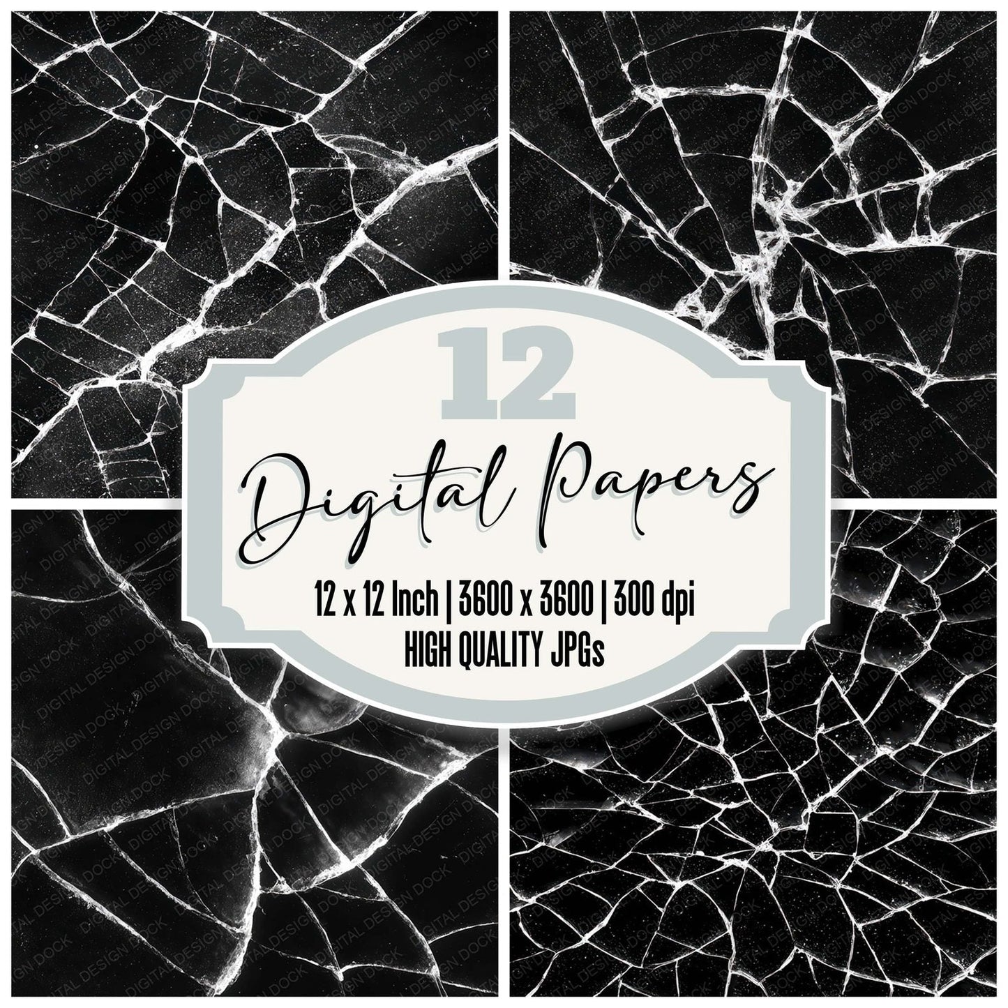 Black Screen Cracks Digital Paper Pack (DDD008150)