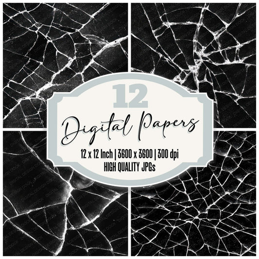 Black Screen Cracks Digital Paper Pack (DDD008150)