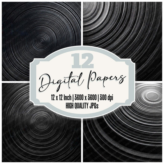 Black Vinyl Grooves Digital Paper Pack (DDD008152)