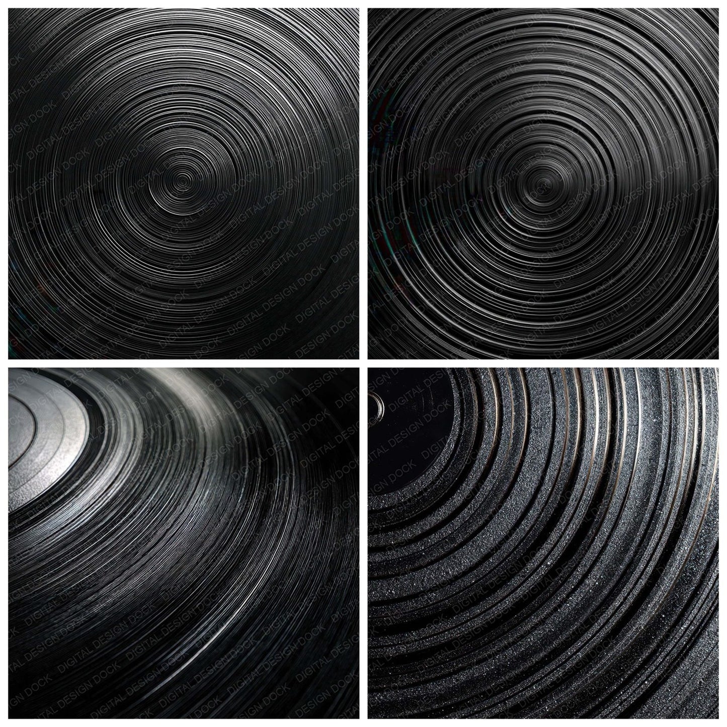 Black Vinyl Grooves Digital Paper Pack (DDD008152)