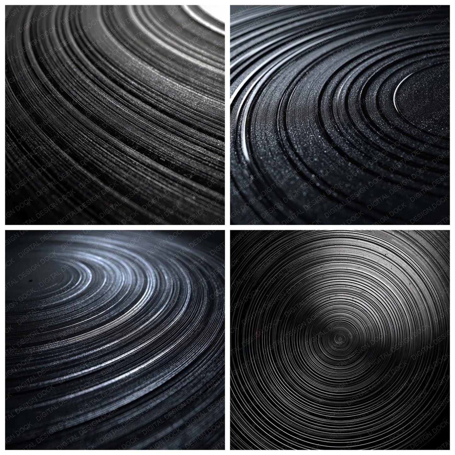 Black Vinyl Grooves Digital Paper Pack (DDD008152)