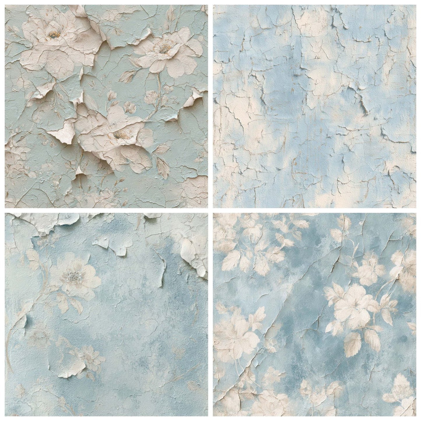 Blue Peeling Wallpaper Digital Paper Pack (DDD008153)