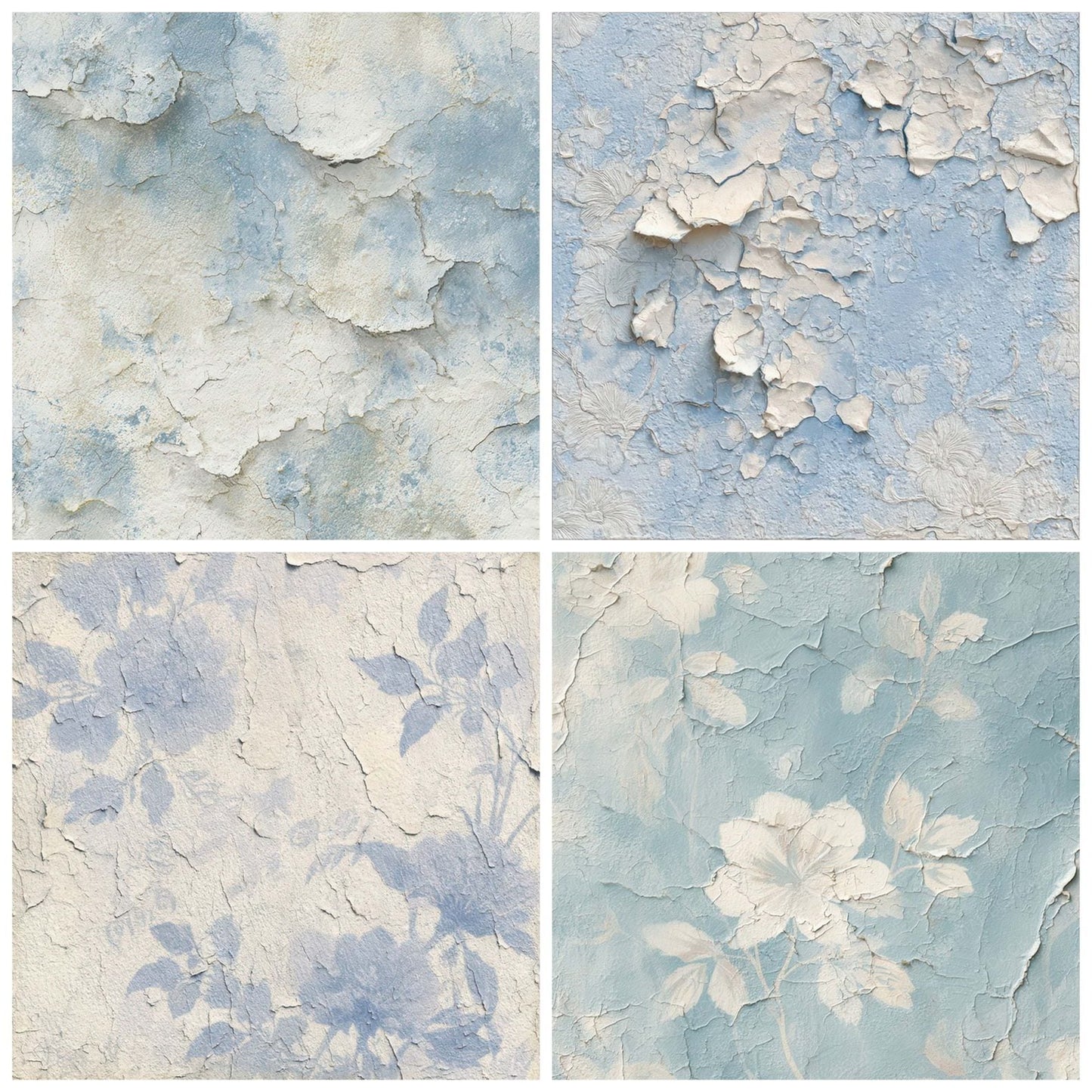 Blue Peeling Wallpaper Digital Paper Pack (DDD008153)